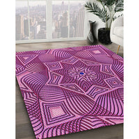 Patterned Burnt Pink Rug, pat3714pur