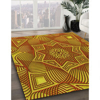 Patterned Tomato Red Rug, pat3714yw