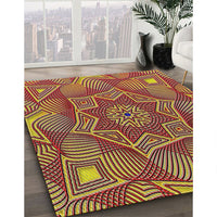 Patterned Metallic Gold Modern Rug, pat3714