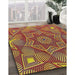 Patterned Metallic Gold Modern Rug in Family Room, pat3714