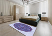 Patterned Deep Periwinkle Purple Rug in a Bedroom, pat3716blu