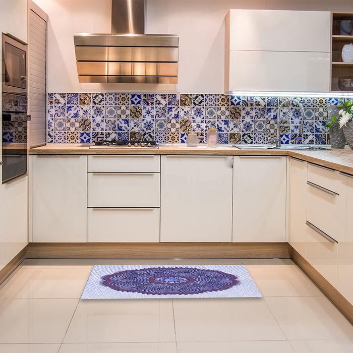 Patterned Deep Periwinkle Purple Rug in a Kitchen, pat3716blu