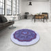 Round Patterned Deep Periwinkle Purple Rug in a Office, pat3716blu