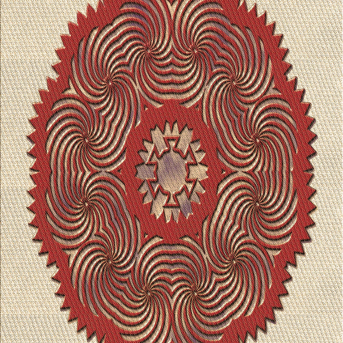 Patterned Red Rug, pat3716brn