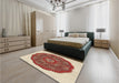 Patterned Red Rug in a Bedroom, pat3716brn