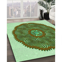 Patterned Light Green Rug, pat3716grn