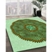 Patterned Light Green Rug in Family Room, pat3716grn