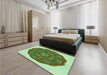 Patterned Light Green Rug in a Bedroom, pat3716grn