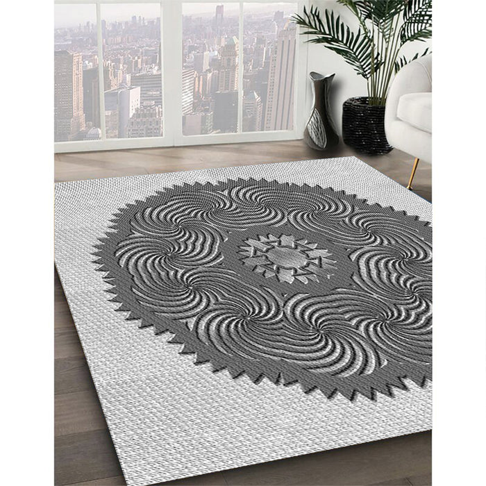 Patterned Ash Gray Rug in Family Room, pat3716gry
