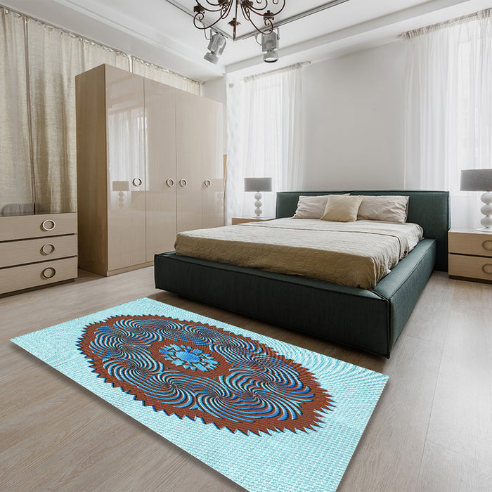 Patterned Purple Rug in a Bedroom, pat3716lblu