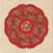 Round Patterned Red Rug, pat3716org