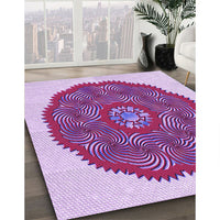 Patterned Medium Violet Red Pink Rug, pat3716pur