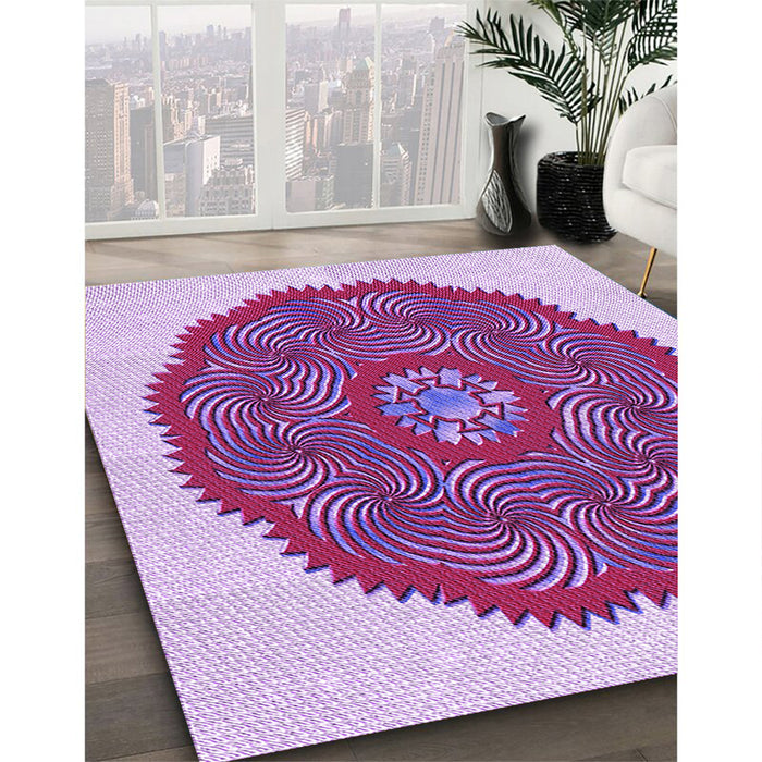 Patterned Medium Violet Red Pink Rug in Family Room, pat3716pur