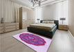 Patterned Medium Violet Red Pink Rug in a Bedroom, pat3716pur