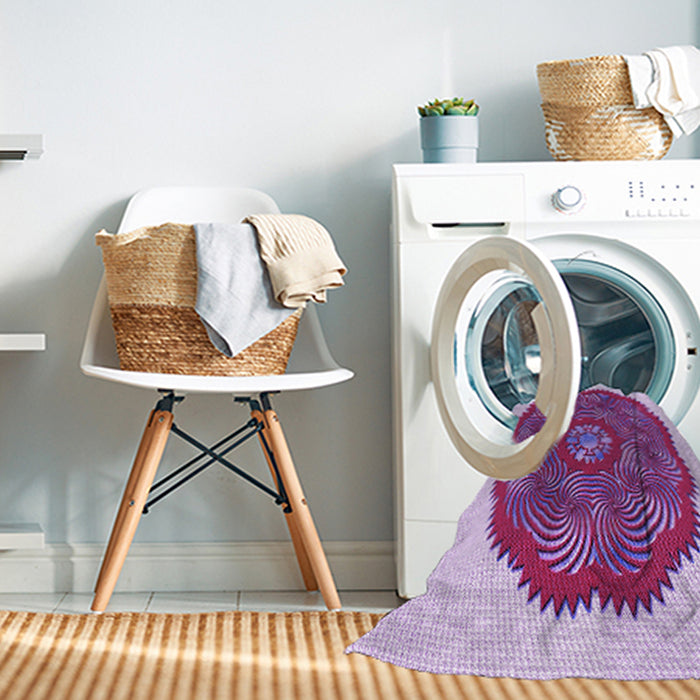 Machine Washable Transitional Medium Violet Red Pink Rug in a Washing Machine, wshpat3716pur