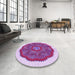 Round Patterned Medium Violet Red Pink Rug in a Office, pat3716pur