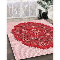 Patterned Baby Pink Rug, pat3716rd