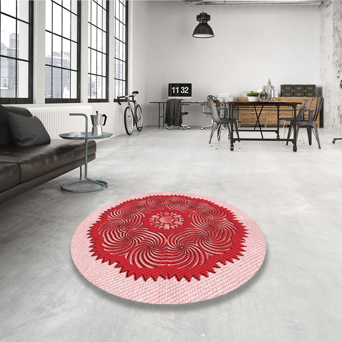 Round Patterned Baby Pink Rug in a Office, pat3716rd