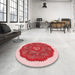 Round Patterned Baby Pink Rug in a Office, pat3716rd