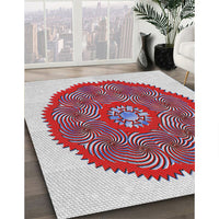 Patterned Pastel Light Blue Novelty Rug, pat3716