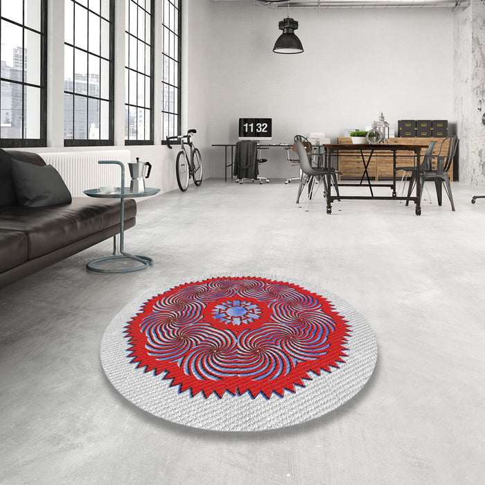 Round Machine Washable Transitional Pastel Light Blue Rug in a Office, wshpat3716