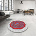 Round Machine Washable Transitional Pastel Light Blue Rug in a Office, wshpat3716