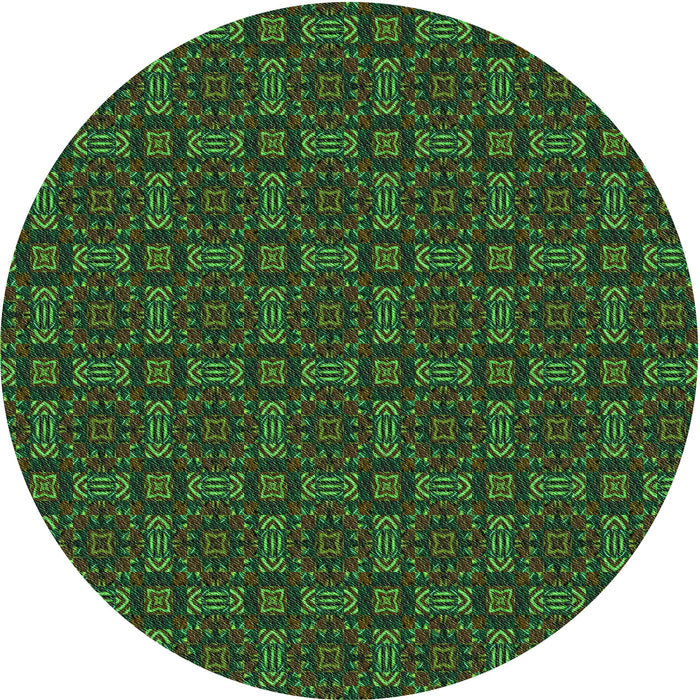 Square Machine Washable Transitional Dark Forest Green Rug in a Living Room, wshpat3717grn