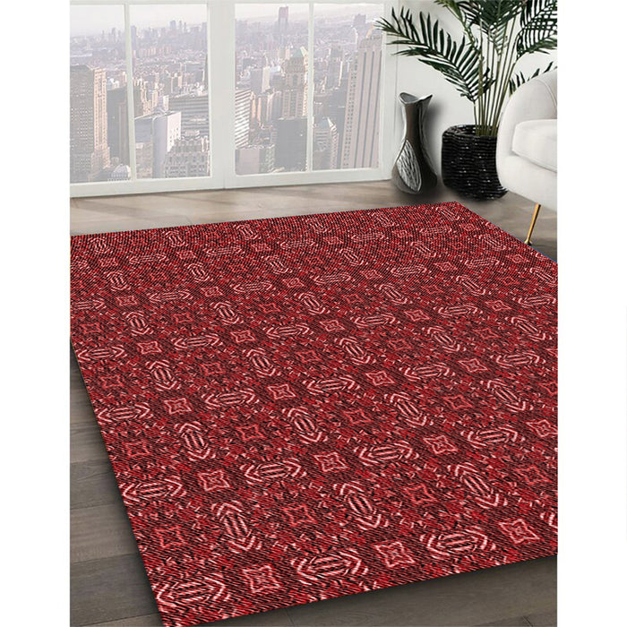 Machine Washable Transitional Red Rug in a Family Room, wshpat3717rd