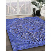 Patterned Sky Blue Rug, pat3718blu