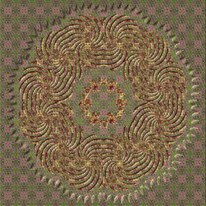 Round Patterned Red Brown Rug, pat3718brn