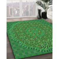 Patterned Neon Green Rug, pat3718grn