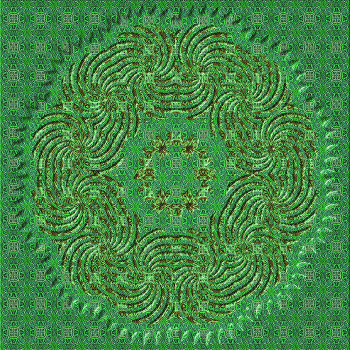 Round Machine Washable Transitional Neon Green Rug, wshpat3718grn