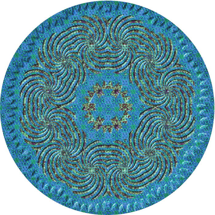 Square Patterned Dark Turquoise Green Rug, pat3718lblu