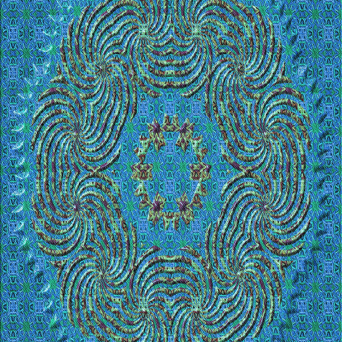 Patterned Dark Turquoise Green Rug, pat3718lblu