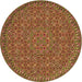 Square Patterned Cinnamon Brown Rug, pat3718org