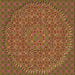 Round Patterned Cinnamon Brown Rug, pat3718org