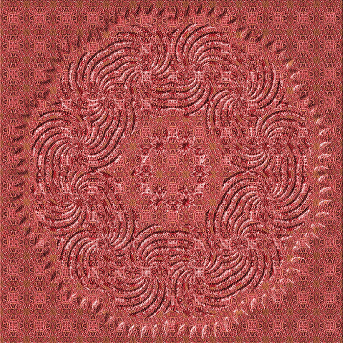 Round Patterned Orange Rug, pat3718rd