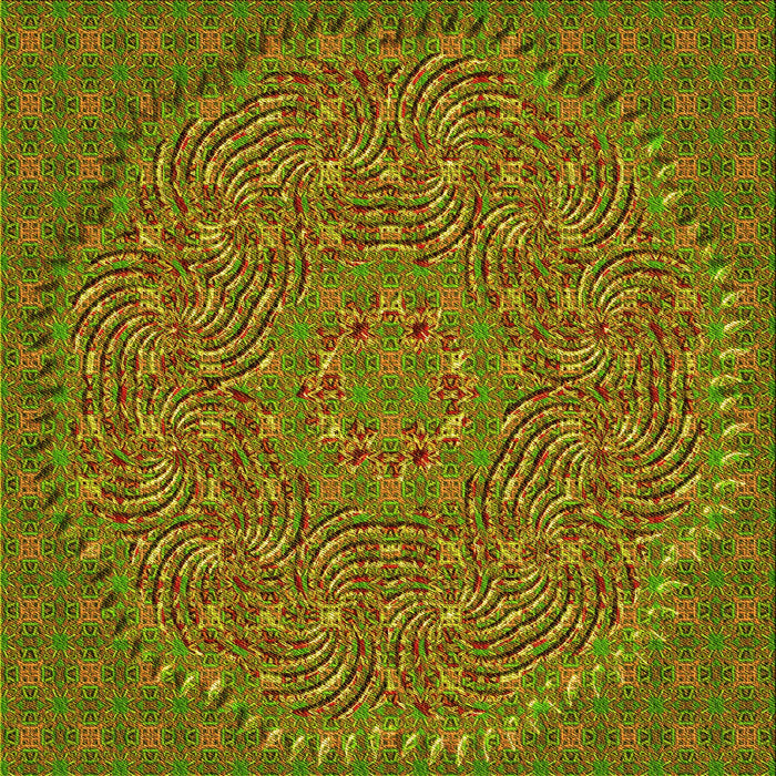 Round Patterned Pistachio Green Rug, pat3718yw
