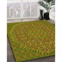 Patterned Pistachio Green Rug, pat3718yw