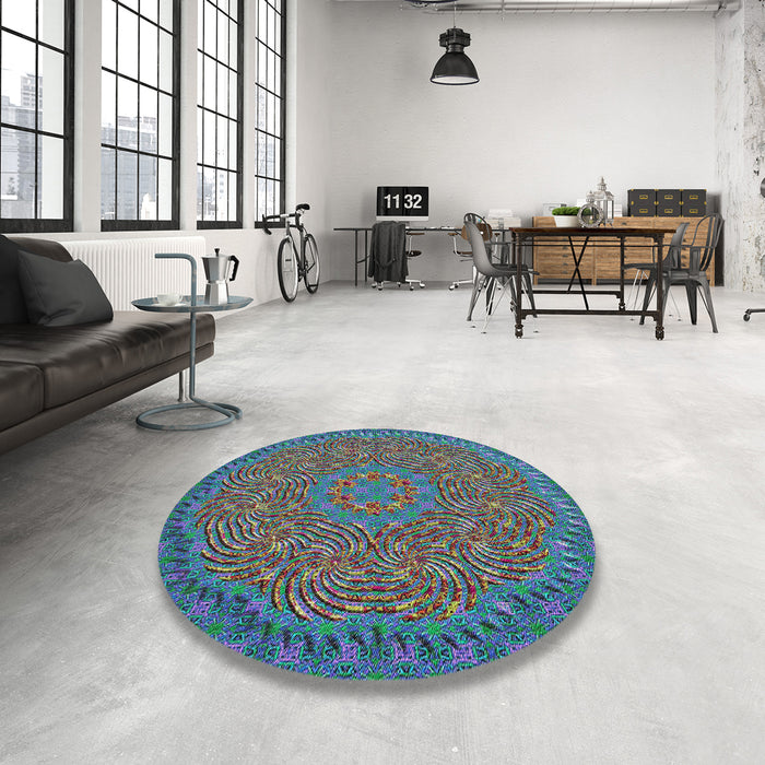Round Patterned Purple Modern Rug in a Office, pat3718