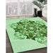 Patterned Light Green Rug in Family Room, pat3719grn