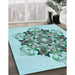 Patterned Light Aquamarine Green Rug in Family Room, pat3719lblu