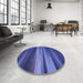 Round Patterned Sapphire Blue Rug in a Office, pat372blu