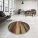 Round Patterned Copper Brown Rug in a Office, pat372brn