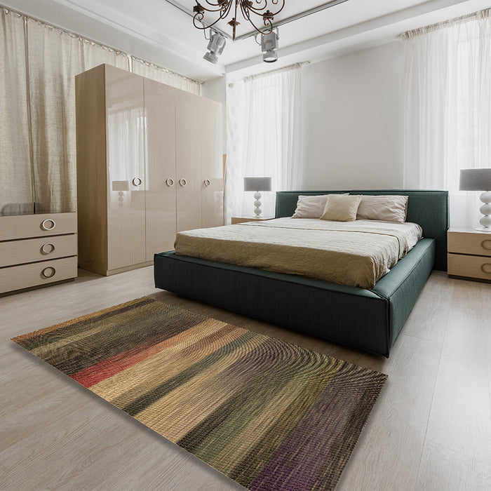 Patterned Copper Brown Rug in a Bedroom, pat372brn