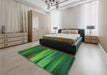 Patterned Deep Emerald Green Rug in a Bedroom, pat372grn