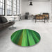 Round Patterned Deep Emerald Green Rug in a Office, pat372grn