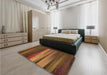 Patterned Red Brown Rug in a Bedroom, pat372org