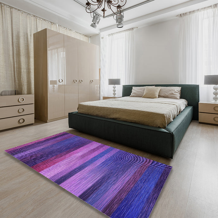 Patterned Bright Purple Rug in a Bedroom, pat372pur