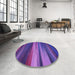 Round Patterned Bright Purple Rug in a Office, pat372pur